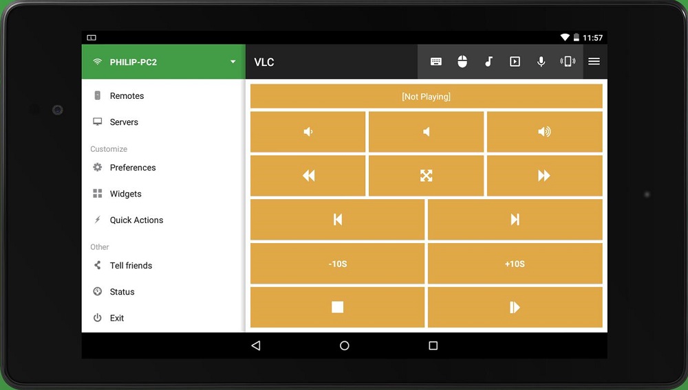 Unified Remote on Tablet