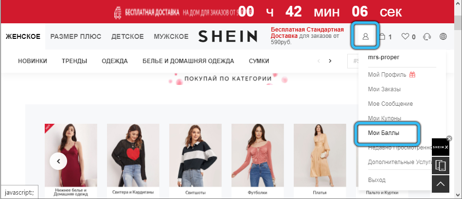 My points in Shein