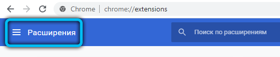 Extensions button in Google Chrome