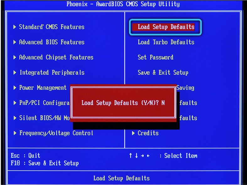 Reset BIOS settings