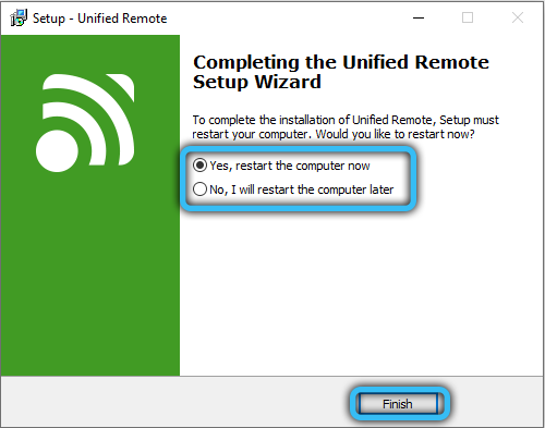Completing Unified Remote Installation