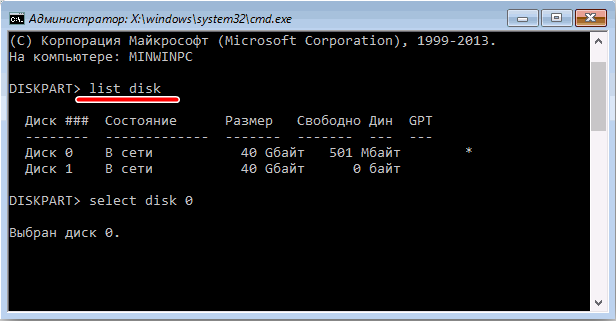 List disk command