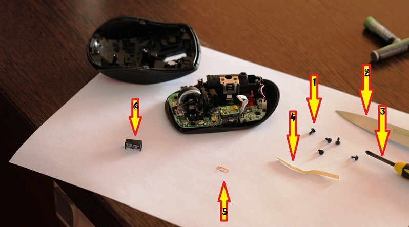 Unscrewing the wireless mouse case