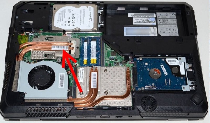 Location of the processor in the laptop