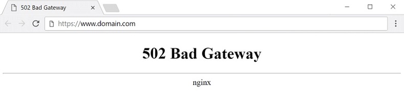 502 Bad Gateway error window