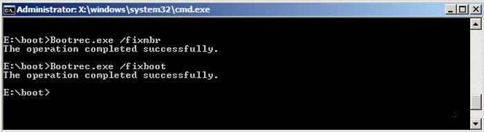 Exe / fixboot command