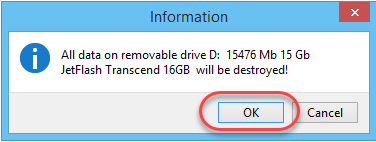 Warning about deleting data from a flash drive