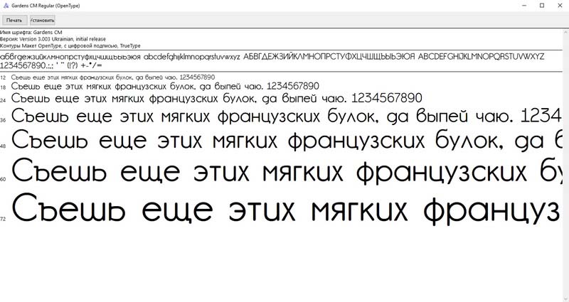 View the selected font