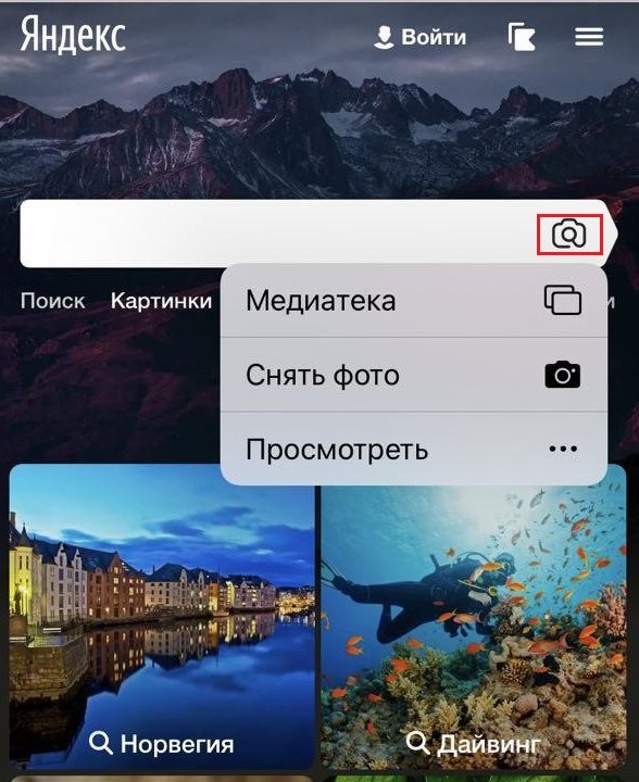 Search by image in Yandex