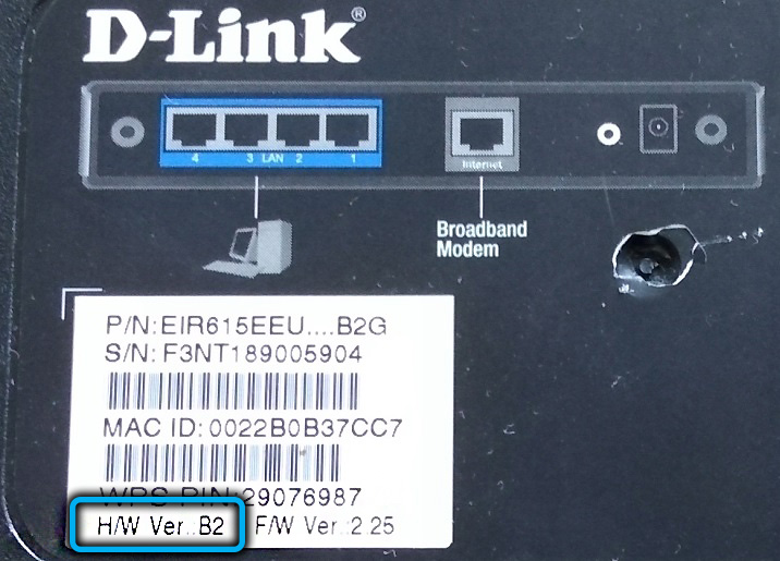 Firmware version for D-link DIR-615