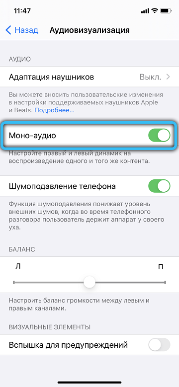 Activating Mono Audio on iPhone