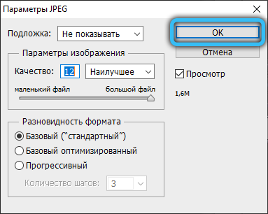 JPEG save options