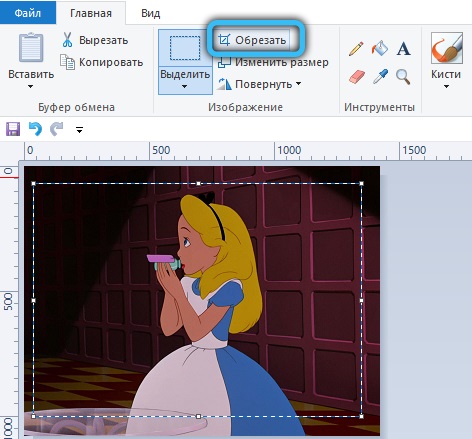 Cropping an image in Paint