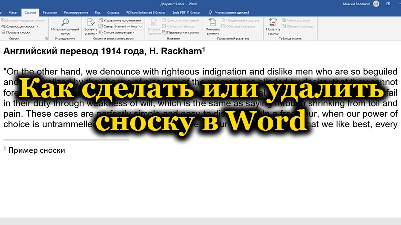 Footnote in Word document