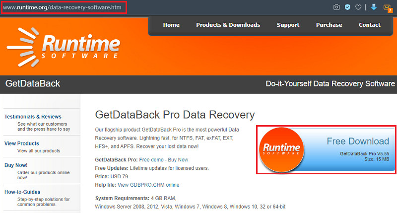 Downloading the GetDataBack Program