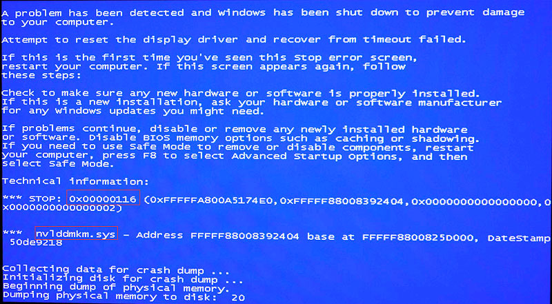 What the nvlddmkm.sys error looks like