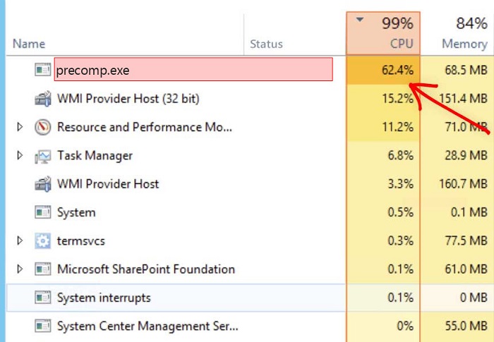 Precomp.exe process in Task Manager