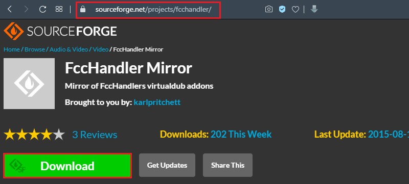 FccHandler Mirror Plugin for VirtualDub