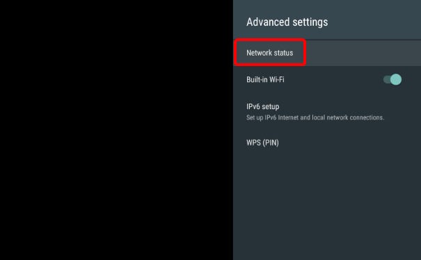 Network status on Android TV