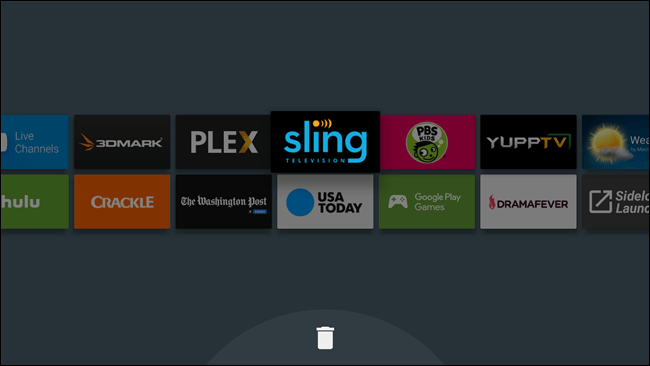 Choosing an app to uninstall on Android TV