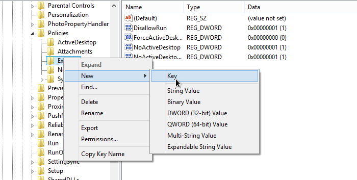 Creating a key in the registry