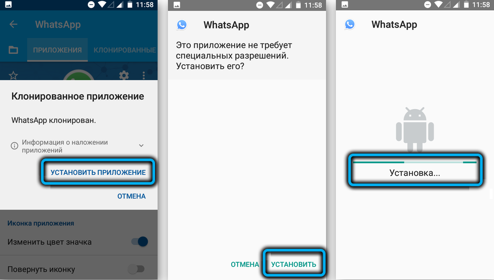 Installing WhatsApp in App Cloner