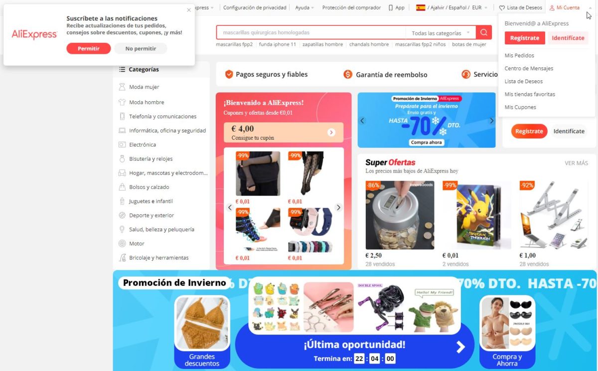 How to download AliExpress for free and in Spanish for PC 2